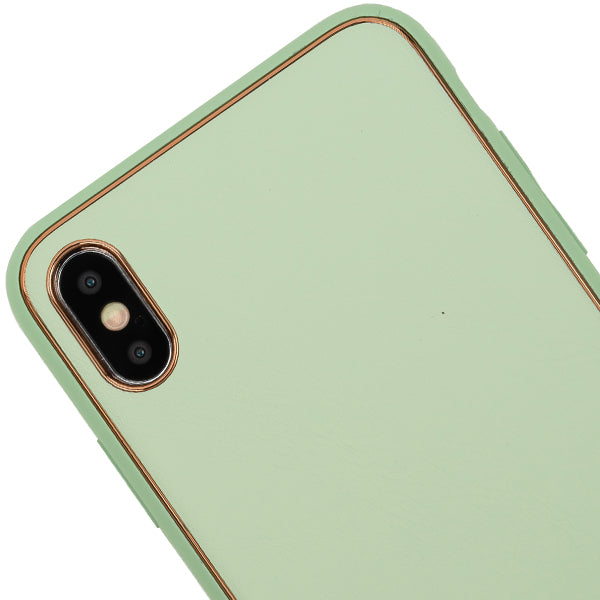 Leather Style Mint Green Gold Case Iphone XS Max