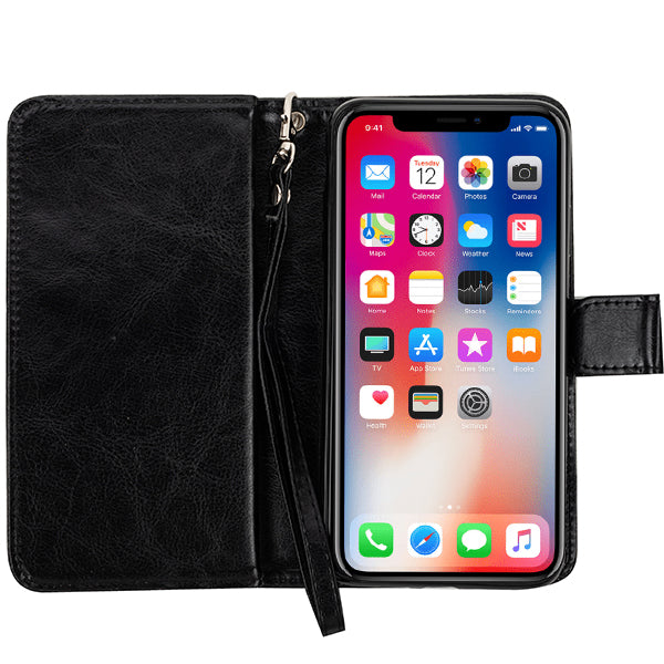 Handmade Detachable Bling Black Wallet Iphone XS Max