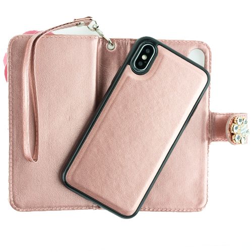 Handmade Pink Flower Bling Wallet Iphone XS MAX - Bling Cases.com