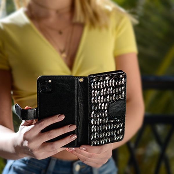 Handmade Detachable Bling Black Wallet Iphone 11 Pro Max