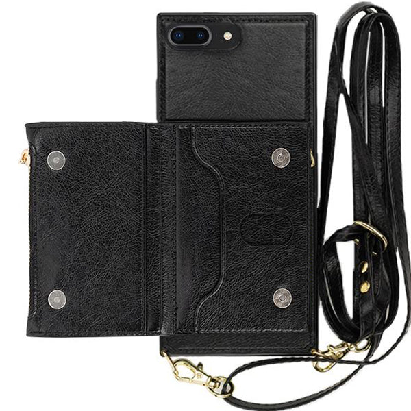 Crossbody Card Holder Black Case Iphone 7/8 Plus