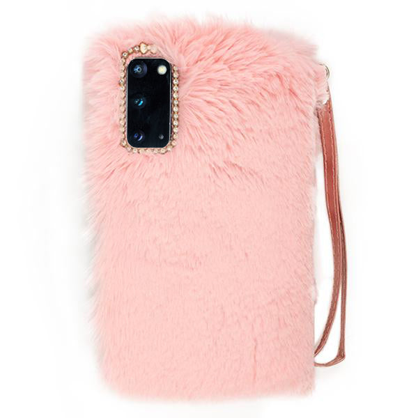 Fur Detachable Wallet Light Pink Samsung S20