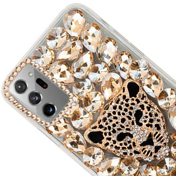 Handmade Cheetah Bling Gold Case Note 20 Ultra