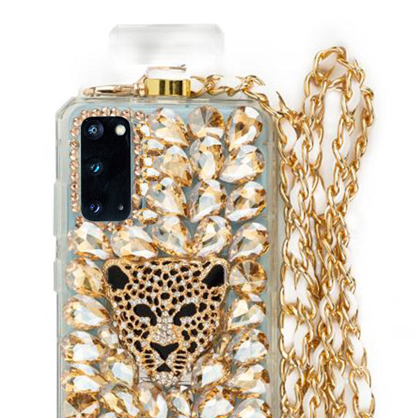 Handmade Gold Cheetah Bling Bottle Samsung S20