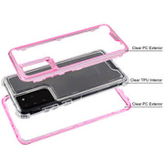 Triple Layer Hybrid Pink Clear Case S20 Plus