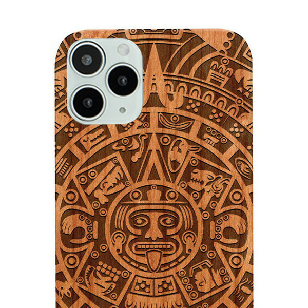 Mayan Calendar Aztec Wood Case Iphone 13 Pro