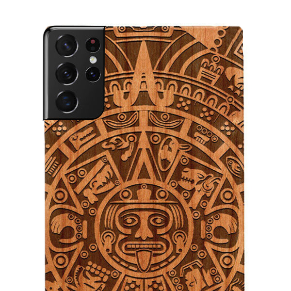 Mayan Calendar Aztec Wood Case Samsung S21 Ultra