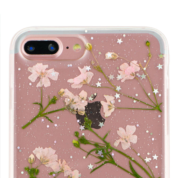 Real Flowers Pink Green Leaves Iphone 7/8 Plus - Bling Cases.com