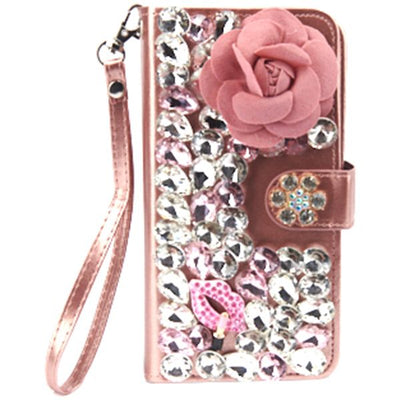 Handmade Detachable Bling Pink Flower Wallet Iphone 12 Mini