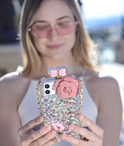 Handmade Pink Flower Bling Bottle Case Samsung Note 10 Plus