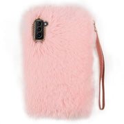 Fur Light Pink Wallet Detachable Samsung S21