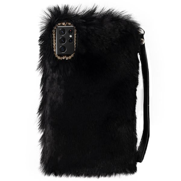 Fur Black Wallet Detachable Samsung S21 Ultra