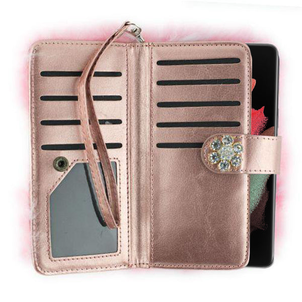 Fur Light Pink Wallet Detachable Samsung S22 Ultra